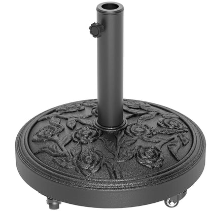 46 lbs Resin Round Patio Umbrella Base With Wheels, Black Umbrella Bases Black at Gallery Canada