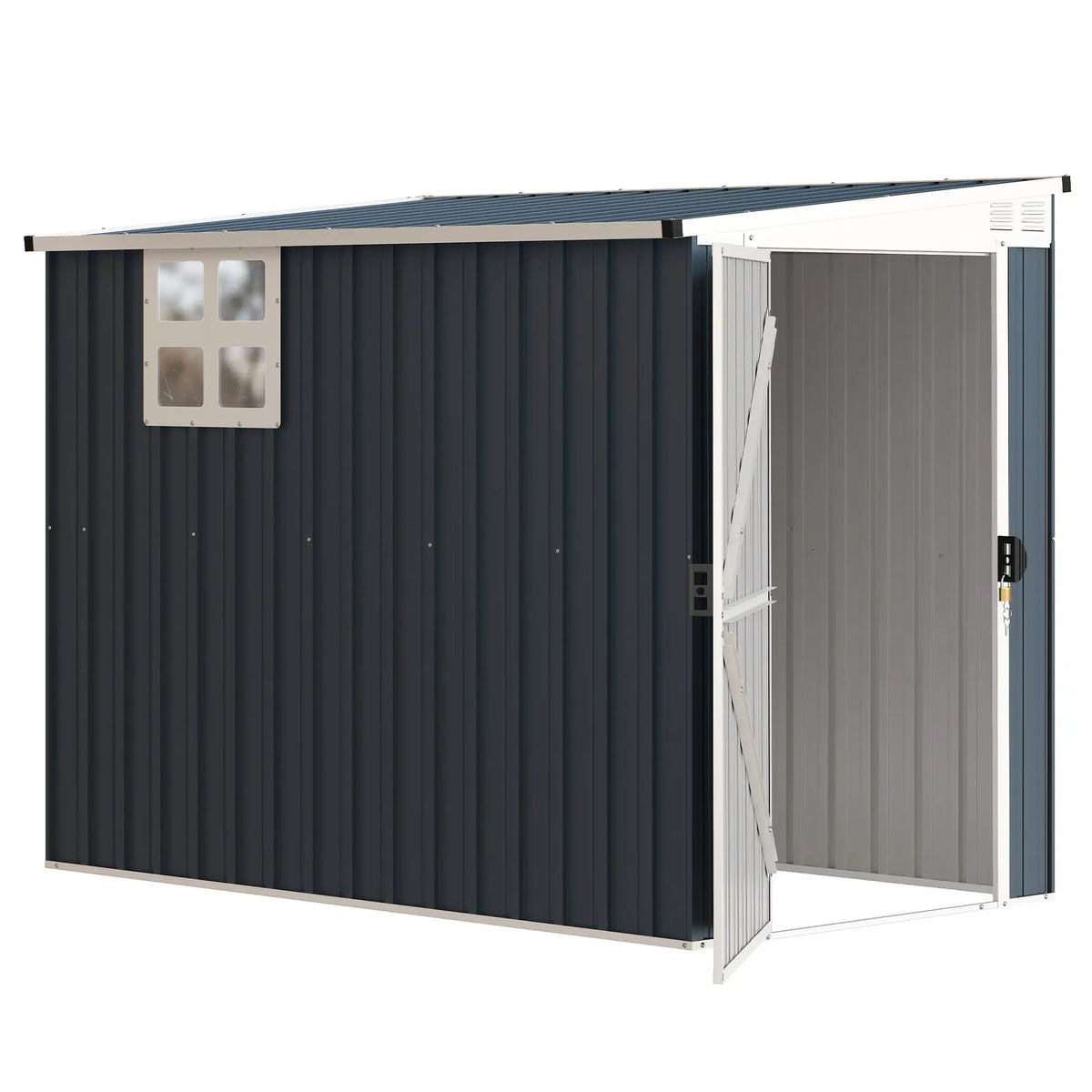 4' x 8' Metal Garden Shed, Outdoor Storage with Window, 2 Vents, Lockable Door Sheds Dark Grey at Gallery Canada