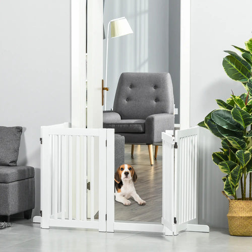 Wooden Pet Gate, Foldable Dog Barrier, Z Shape 4 Panel