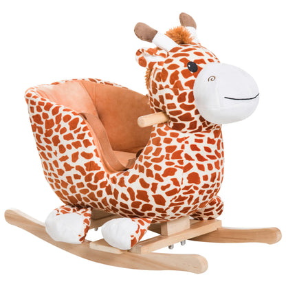 Wooden Plush Rocking Horse Chair, Toddler Size, Giraffe Theme Rocking Horses Option at Gallery Canada