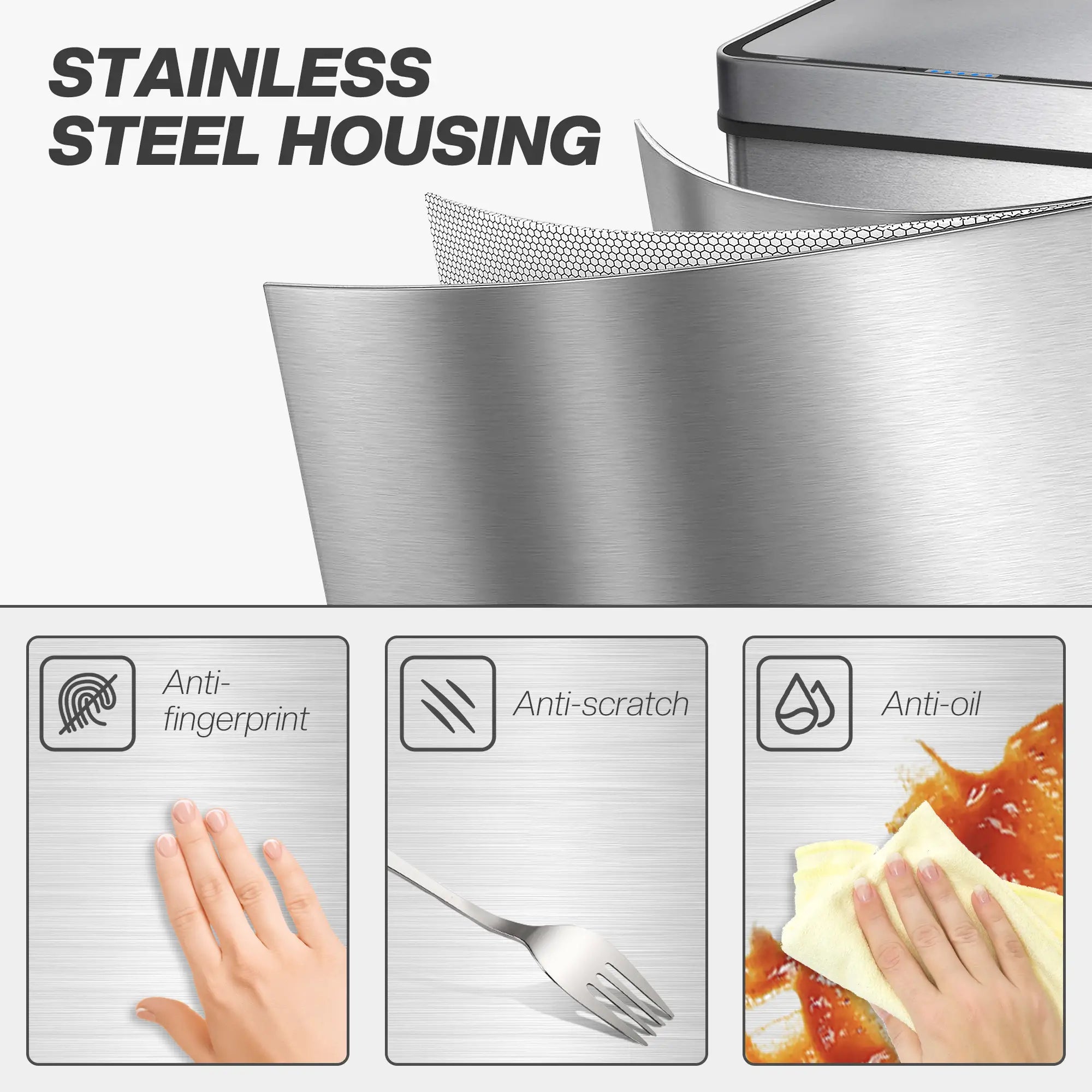 13.2 Gallon Sensor Can, Automatic Garbage Can, Stainless Steel, Silver Household Supplies at Gallery Canada