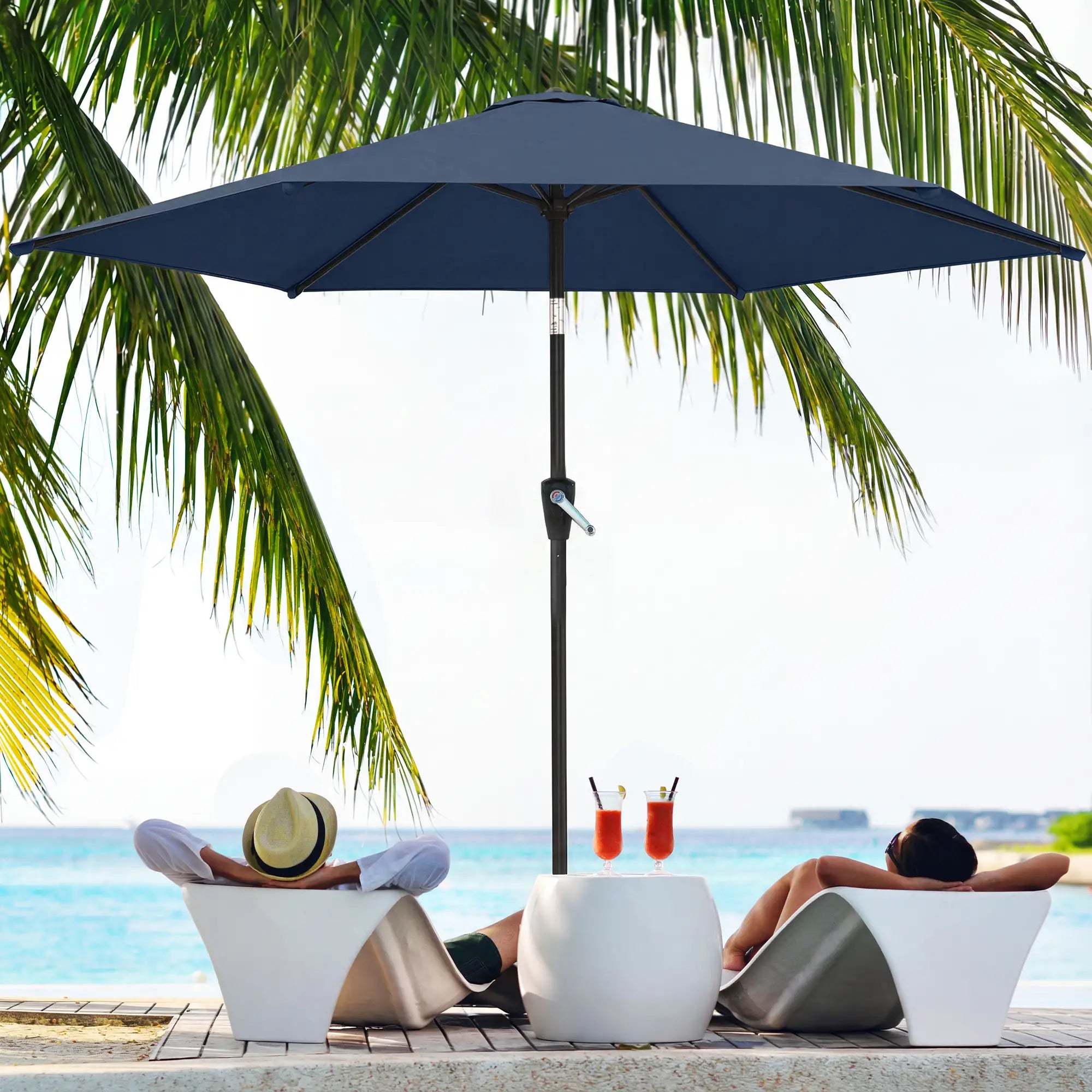 9FT Patio Umbrella With Tilt, Crank, 6 Ribs, UV Protection Sun Umbrellas at Gallery Canada