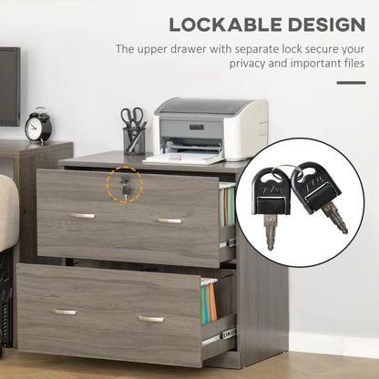 2 Drawer File Cabinet with Lock, Hanging Bar, Letter Size, Grey Office Cabinets & Cupboards at Gallery Canada