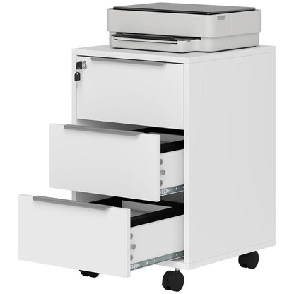 3-Drawer File Cabinet with Wheels, Vertical, Lock, White Office Cabinets & Cupboards at Gallery Canada