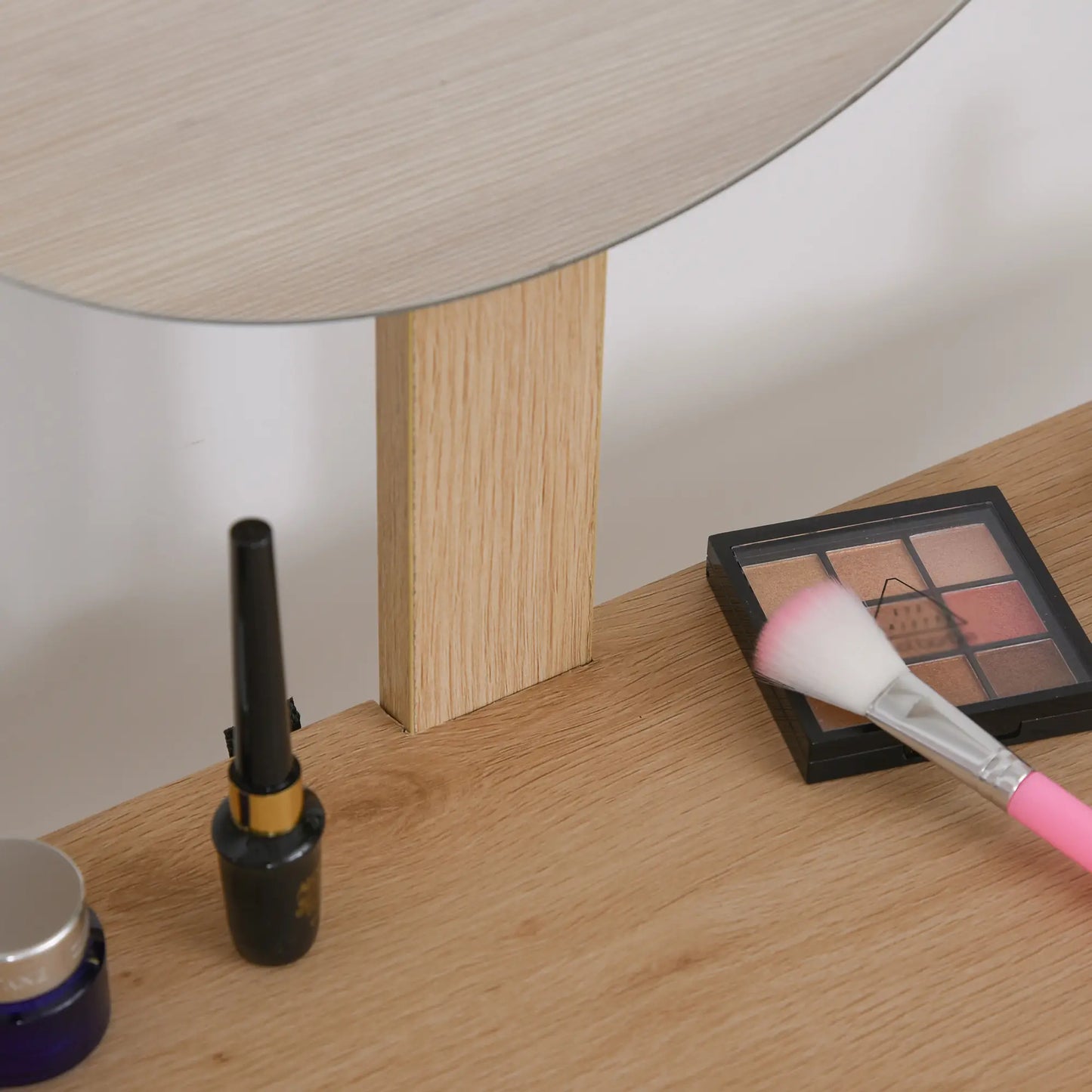Vanity Desk With Mirror, Drawer, Adjustable Height, Wood Legs, Oak Dressing & Vanity Tables at Gallery Canada