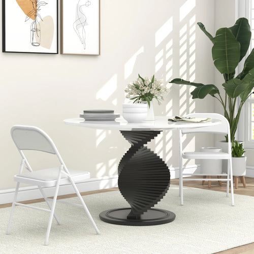 Set of 2 Metal Foldable Chairs, PU Leather Padded, White