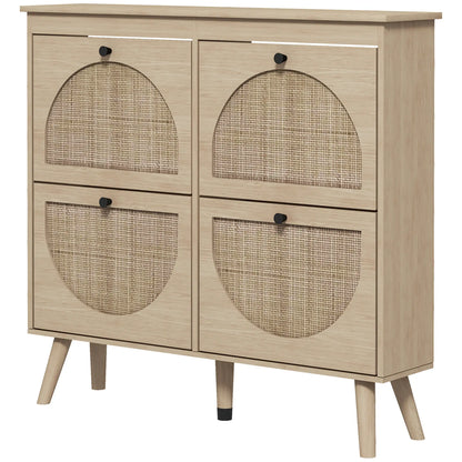 Shoe Cabinet, 4 Flip Drawers, Adjustable Shelves, Holds 20 Pairs, Oak Shoe Storage Cabinets & Racks Oak at Gallery Canada
