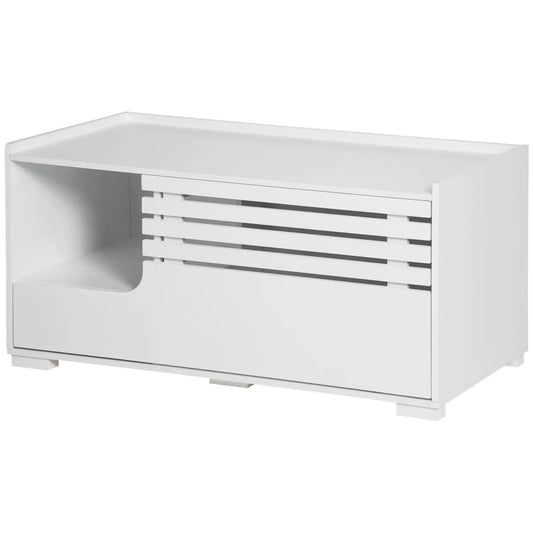 Hidden Cat Litter Box Furniture, With Storage and Side Table, White Cat Litter Box Enclosures White at Gallery Canada