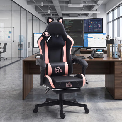 Racing Gamer Chair, Faux Leather, with Footrest, Headrest, Lumbar Support, Black Video Game Chairs at Gallery Canada