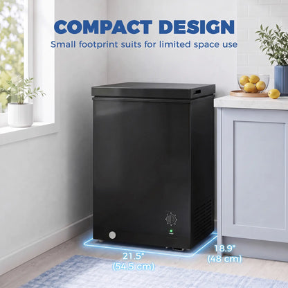 Mini Freezer, 3.5 Cu.Ft Chest Freezer, 7-Setting Thermostat, Wire Basket, Black Small Kitchen Appliances at Gallery Canada