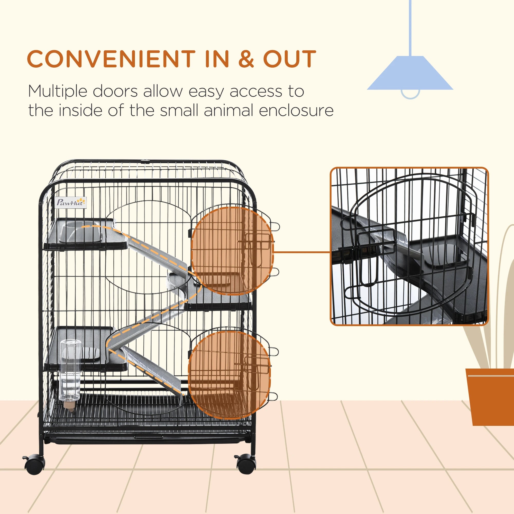 4-Tier Small Animal Cage, Rabbit Ferret Chinchilla Playpen, 24