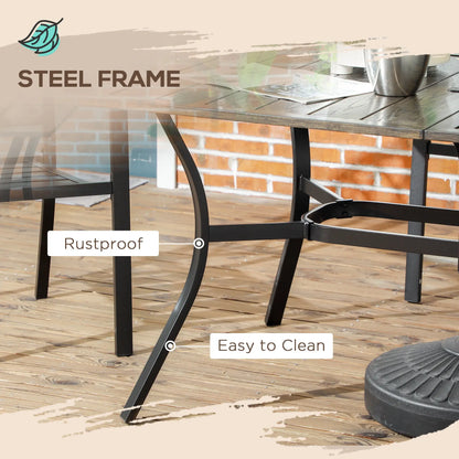 59 Inch Outdoor Dining Table, Steel Frame, Wood Grain, Brown Patio Dinning Tables at Gallery Canada