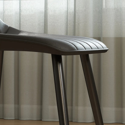 Faux Leather Dining Chairs Set of 4, Black Metal Legs, Black