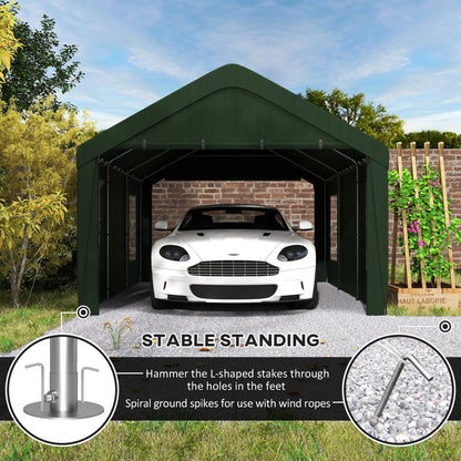 12 x 20ft Carport, 2 Roll-Up Doors, 4 Windows, Dark Green Car Shelters at Gallery Canada