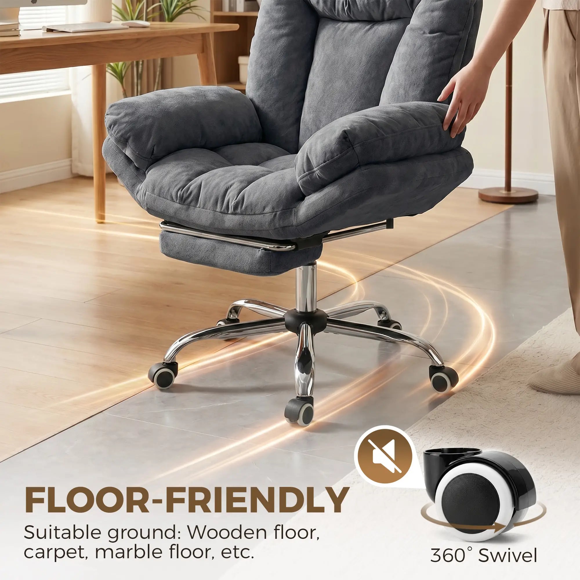 Criss Cross Chair With Wheels, Waterfall Armrests, Dark Grey, Dark Grey Task Chairs at Gallery Canada
