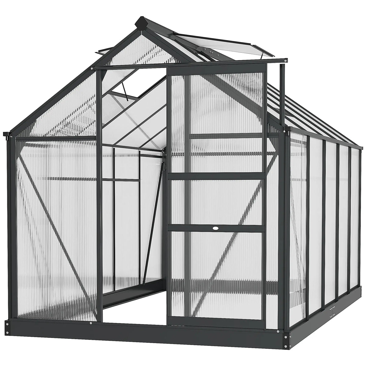 6' x 10' x 6.6' Polycarbonate Greenhouse, Walk-In Kit, Galvanized Frame, Grey Walk In Greenhouses at Gallery Canada