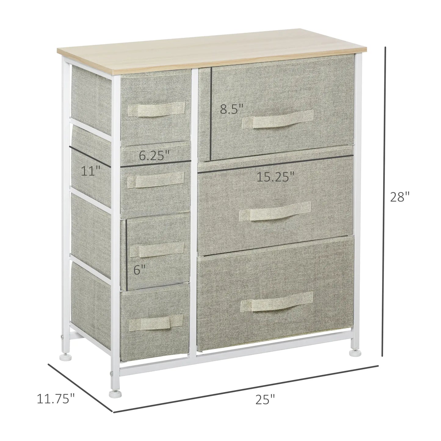 7-Drawer Dresser, Metal Frame, Fabric, Light Grey Storage Cabinets at Gallery Canada