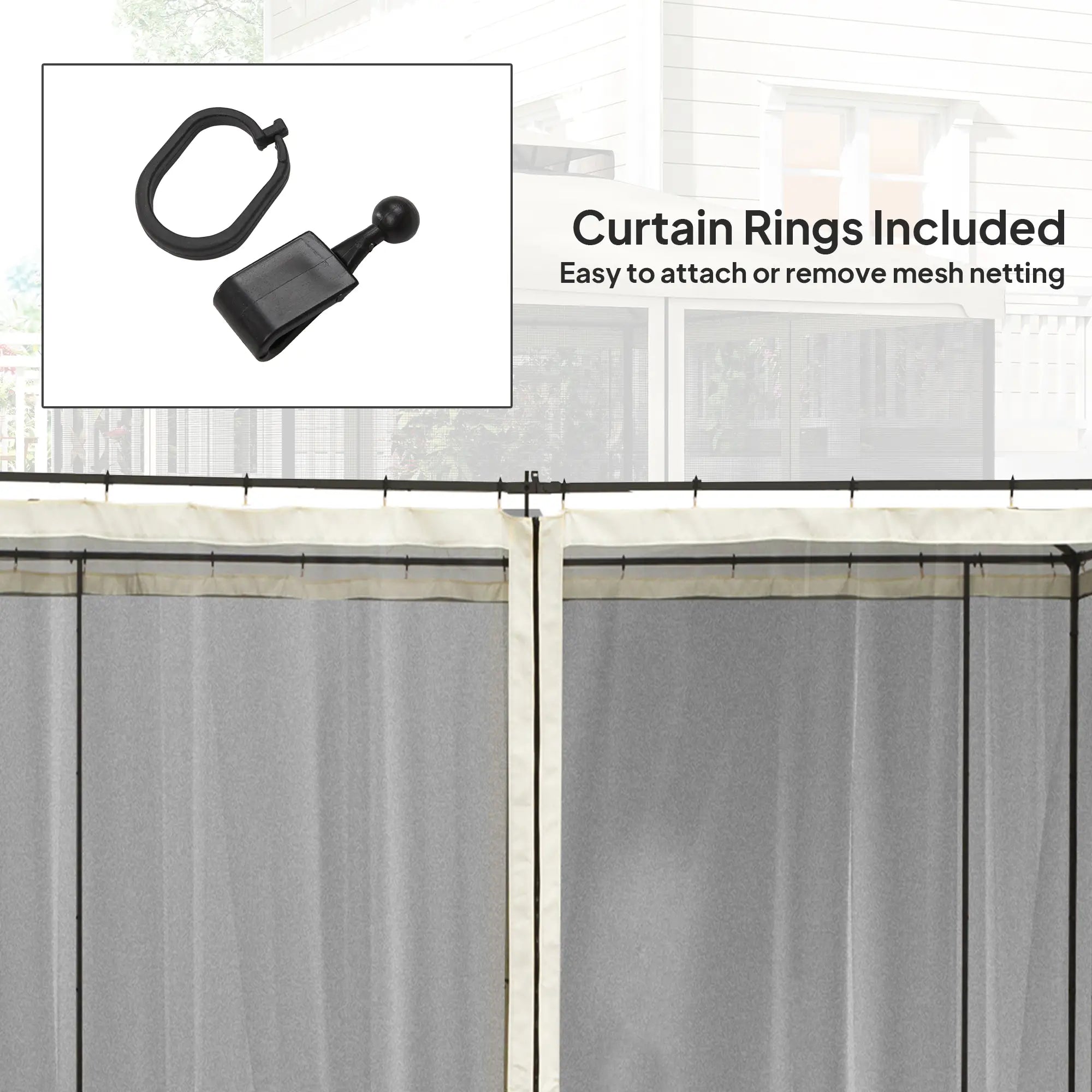 Replacement Mosquito Netting, 10' x 10', Cream White, Black Gazebo Sidewalls at Gallery Canada