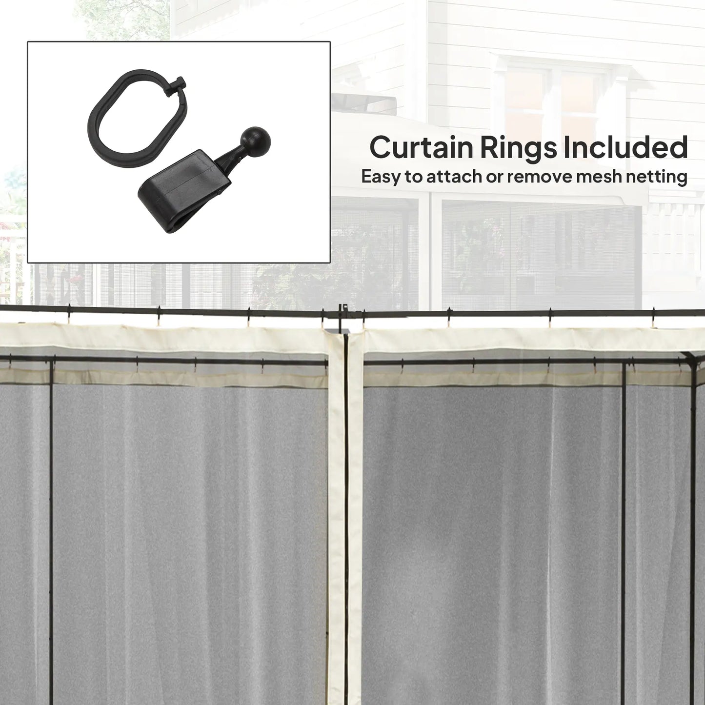 Replacement Mosquito Netting, 10' x 10', Cream White, Black Gazebo Sidewalls at Gallery Canada