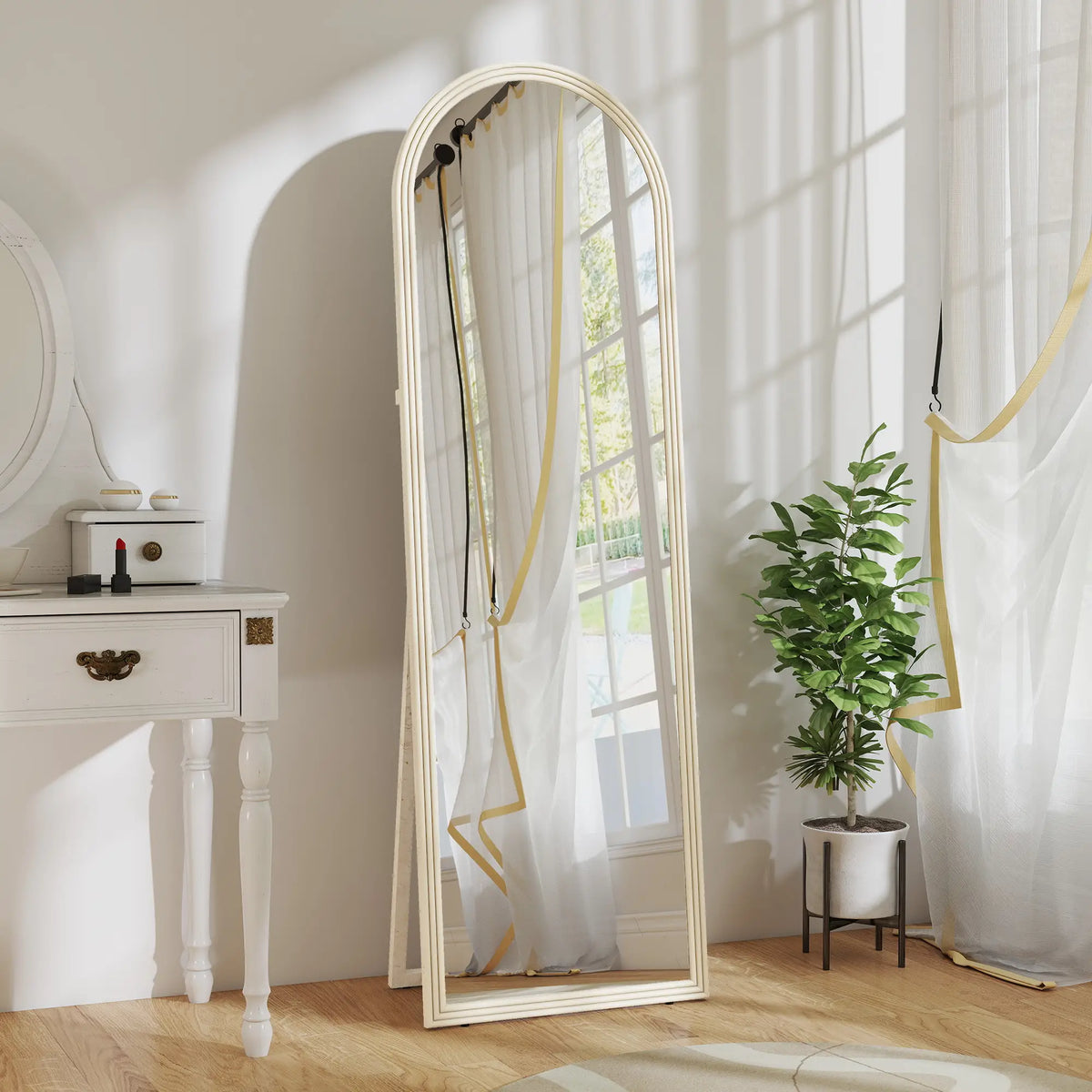 64" x 21" Full Length Mirror, Free Standing, Arched Body, White Full Length Mirrors at Gallery Canada