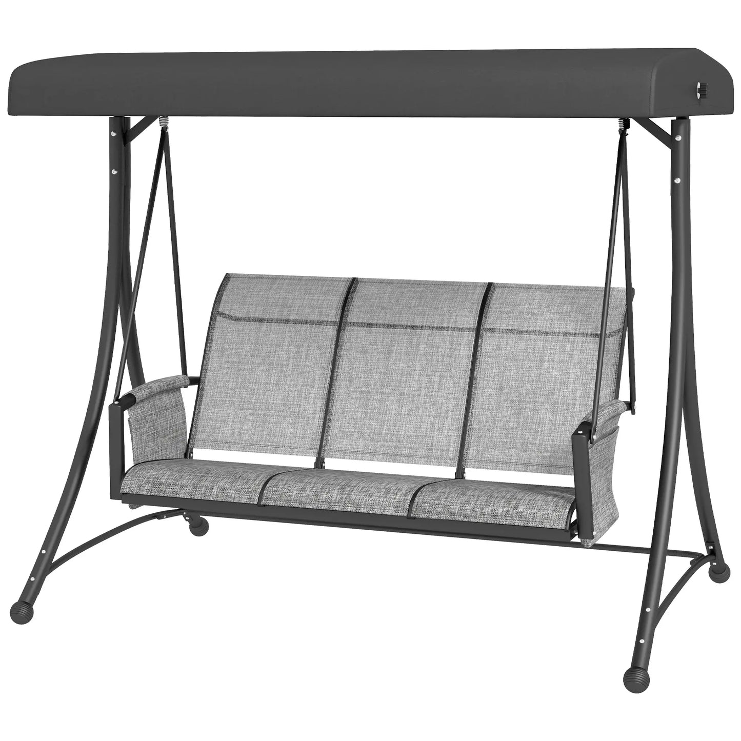 3 Person Porch Swing, Adjustable Canopy, Mixed Grey, Grey Porch Swings with Canopy at Gallery Canada