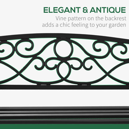 50" 2-Seater Outdoor Garden Bench, Antique Loveseat with Armrest, Steel/Black, Black Outdoor Benches at Gallery Canada