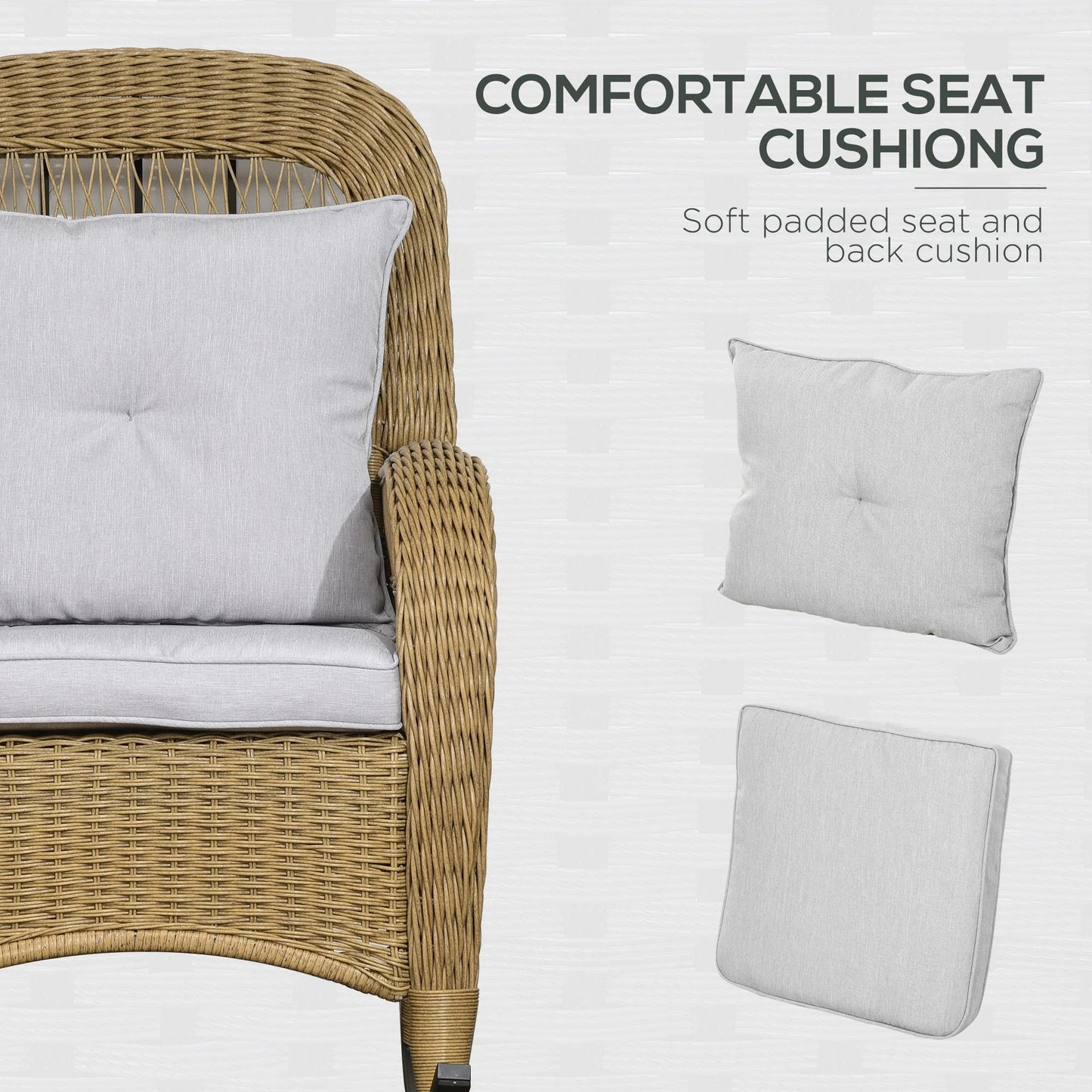 Rattan Rocking Chair With Cushion, Garden Porch Furniture, Light Grey Patio Chairs at Gallery Canada