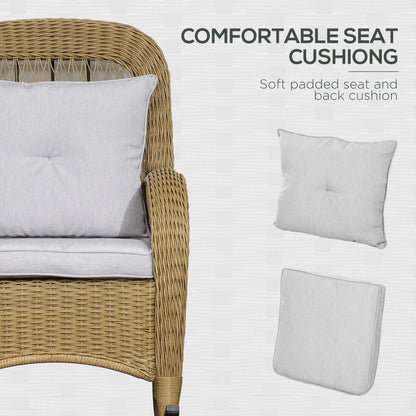 Rattan Rocking Chair With Cushion, Garden Porch Furniture, Light Grey Patio Chairs at Gallery Canada