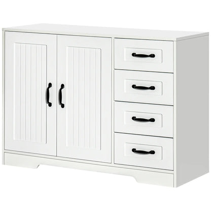 Modern Sideboard Buffet Cabinet, Drawers, Beadboard Door, White Storage Cabinets at Gallery Canada