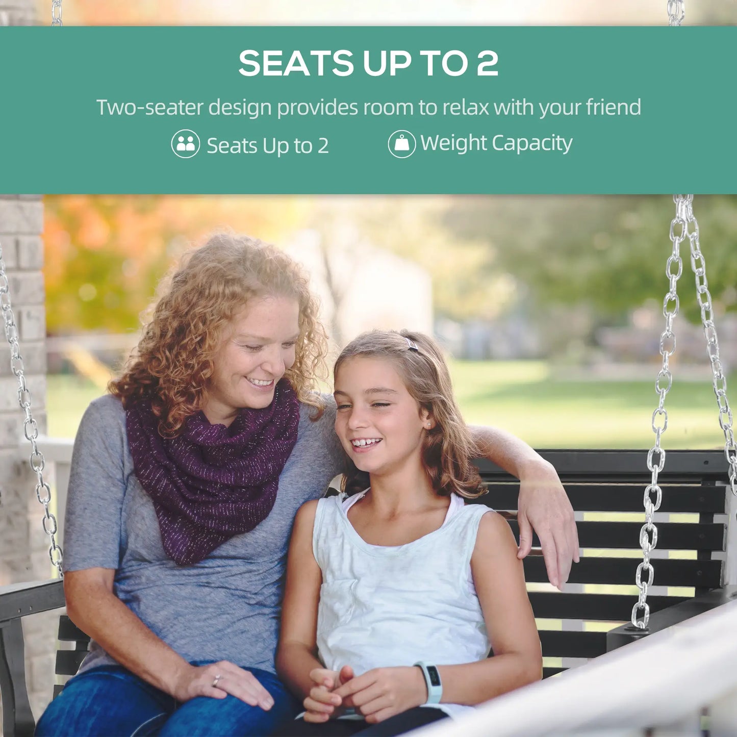 2 Seater Wooden Porch Swing, Outdoor Garden Bench, Black Hanging Porch Swings at Gallery Canada