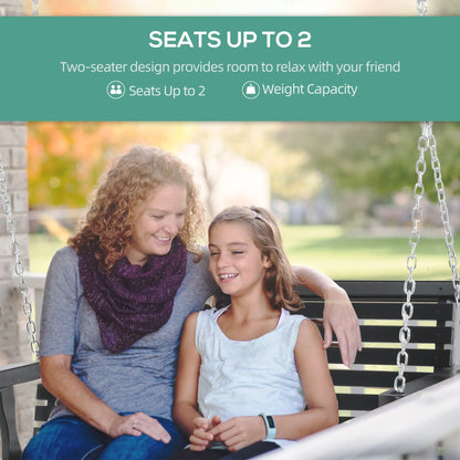 2 Seater Wooden Porch Swing, Outdoor Garden Bench, Black Hanging Porch Swings at Gallery Canada