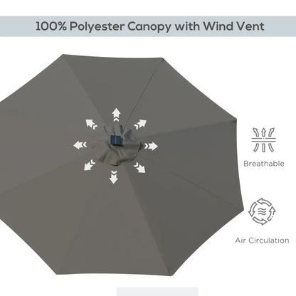 9ft Solar Patio Umbrella, 24 LED Lights, Tilt Canopy, Charcoal Grey Sun Umbrellas at Gallery Canada