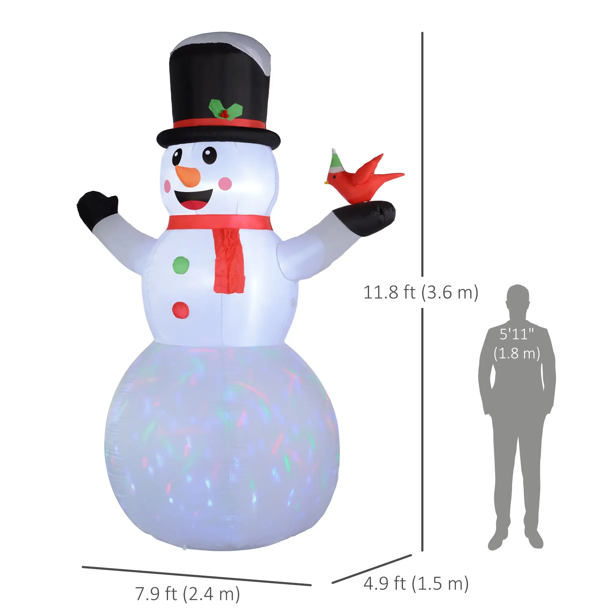 12FT Inflatable Snowman, Rotating LED Light, Indoor Outdoor Decor Christmas Inflatables at Gallery Canada