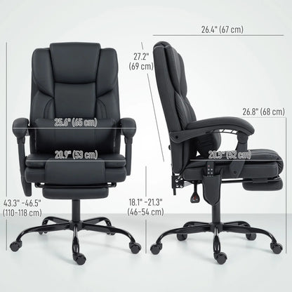 Massage Office Chair, Faux Leather Reclining Desk Chair with Lumbar Support, Footrest, Black Massage Chairs at Gallery Canada