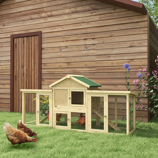 Wooden Chicken Coop, Large Rabbit Hutch with Nesting Box, Run, Ramp Chicken Coops Natural at Gallery Canada