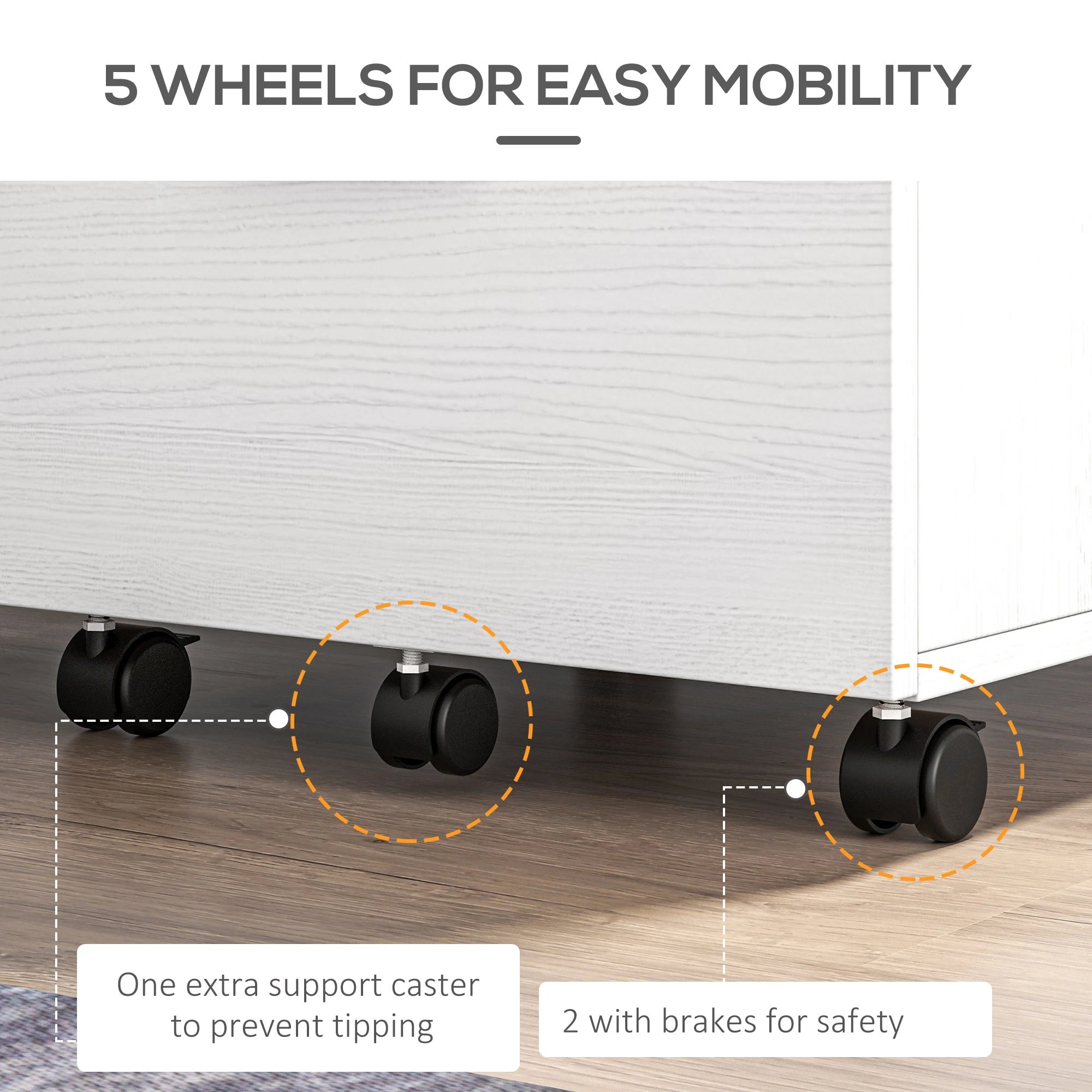 Mobile Vertical File Cabinet, 2 Drawers with Wheels, Letter or A4 Size, White Office Cabinets & Cupboards at Gallery Canada
