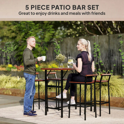 5 Piece Patio Bar Set, 47" Table, 4 Stools, Brown Bistro Sets at Gallery Canada