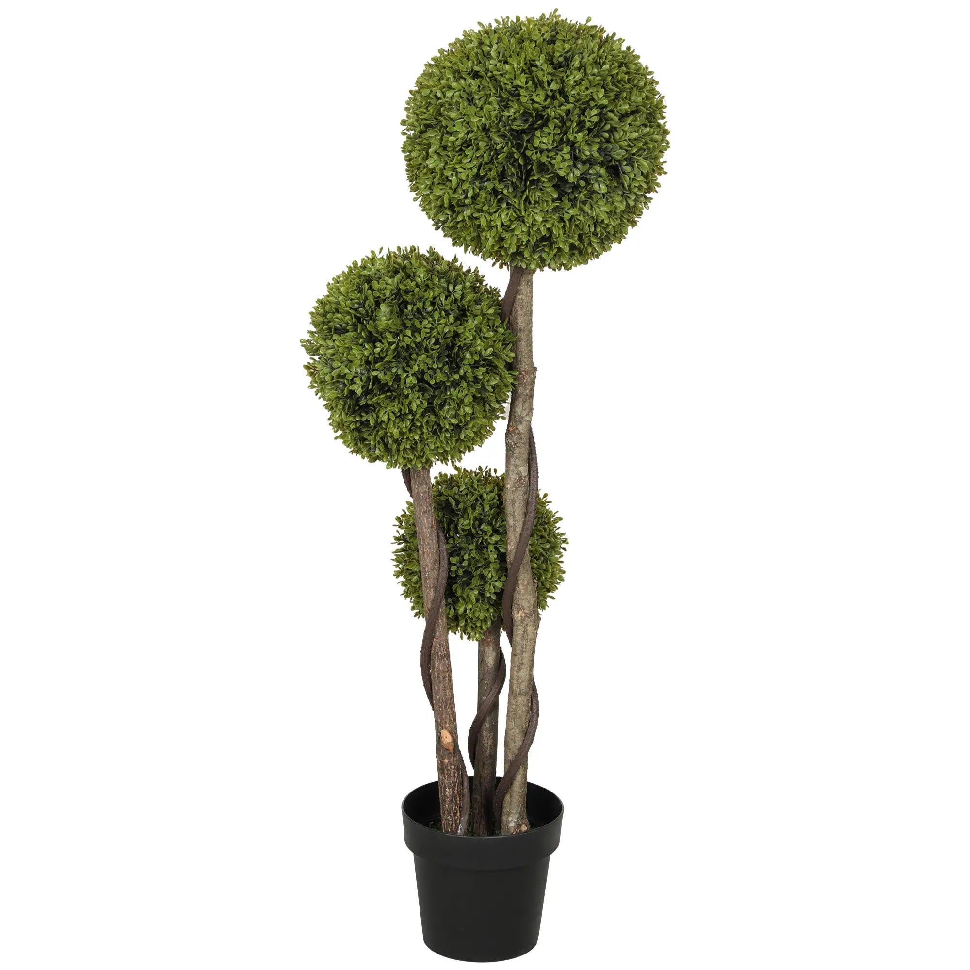 4FT Artificial Boxwood Topiary Tree, Triple Ball, Indoor Outdoor, Green Artificial Trees Green at Gallery Canada
