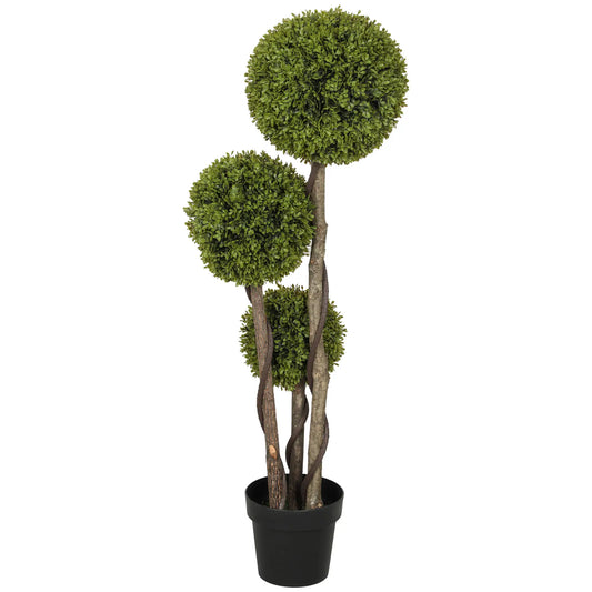 4FT Artificial Boxwood Topiary Tree, Triple Ball, Indoor Outdoor, Green Artificial Trees Green at Gallery Canada