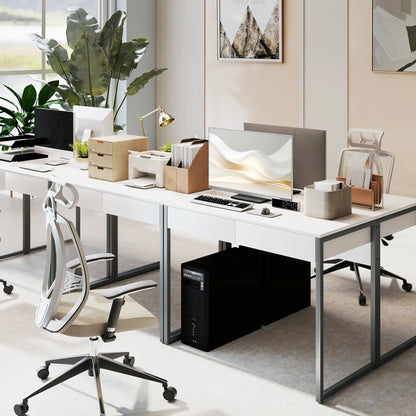 39" x 20" Computer Desk, 2 Drawers, High Gloss, White and Grey Computer Desks at Gallery Canada