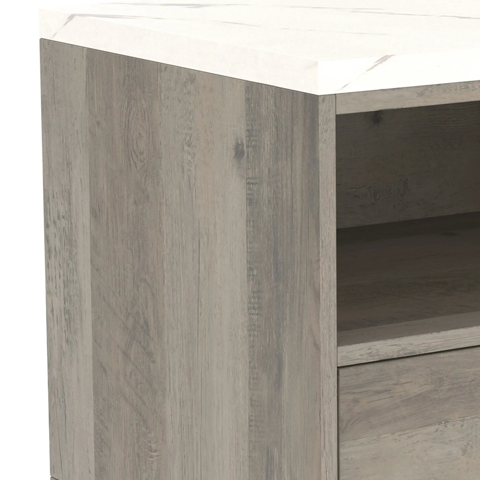Floating Nightstands Set of 2, Drawer, Marble Top, Natural Bedside Tables at Gallery Canada