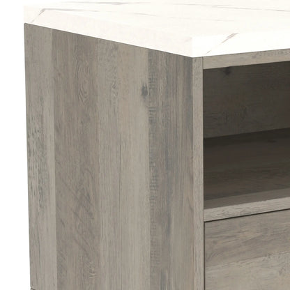 Floating Nightstands Set of 2, Drawer, Marble Top, Natural Bedside Tables at Gallery Canada