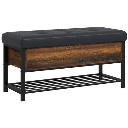 Shoe Storage Bench with Seat, Flip Top, Hidden Space, 4 Pairs Shoe Storage Cabinets & Racks Rustic Brown, Black at Gallery Canada