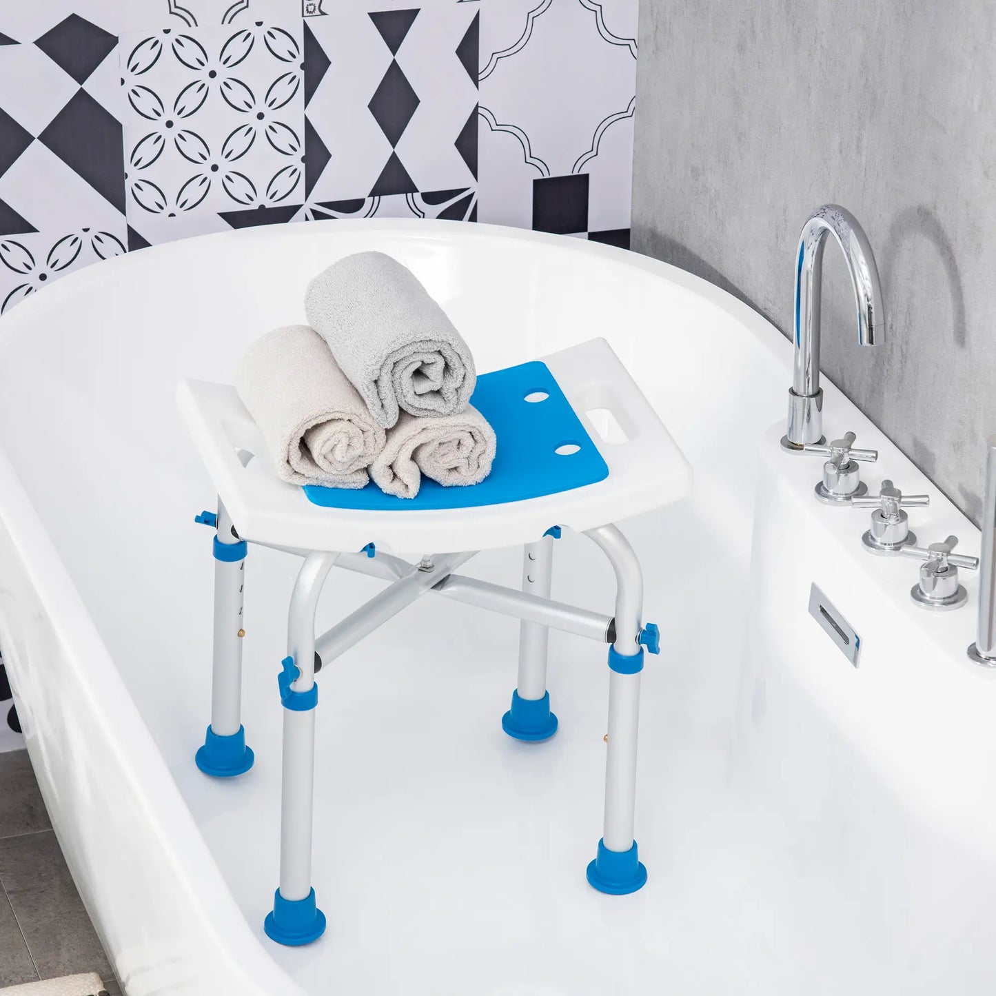 Adjustable Shower Chair, 16.7"W Aluminum, EVA Padded Seat for Seniors Bath Chairs at Gallery Canada