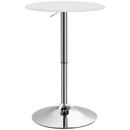 Round Bar Table, Adjustable Height, Faux Leather, Wooden Top, Chrome Base, White Bar Tables & Dining Tables White Faux Leather, Chrome at Gallery Canada