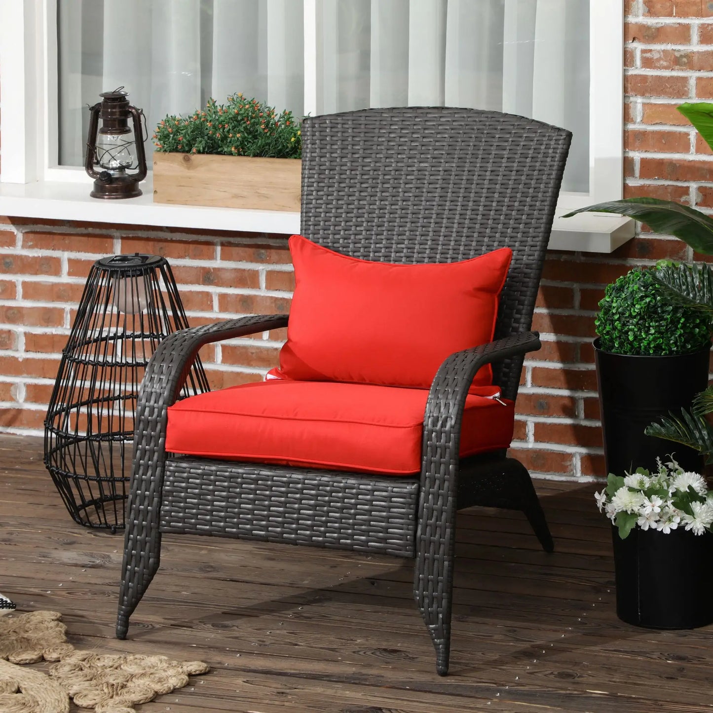 Wicker Adirondack Chair, Outdoor Rattan with Cushions, Red Patio Chairs at Gallery Canada