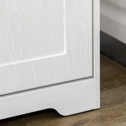 Kitchen Storage Cabinet, 2 Door Pantry with Adjustable Shelves, Distressed White, White Storage Cabinets at Gallery Canada