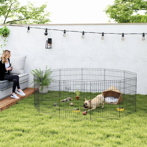 24 Inch Foldable Metal Pet Playpen, Dog Puppy Kennel Cage, 12 Panel