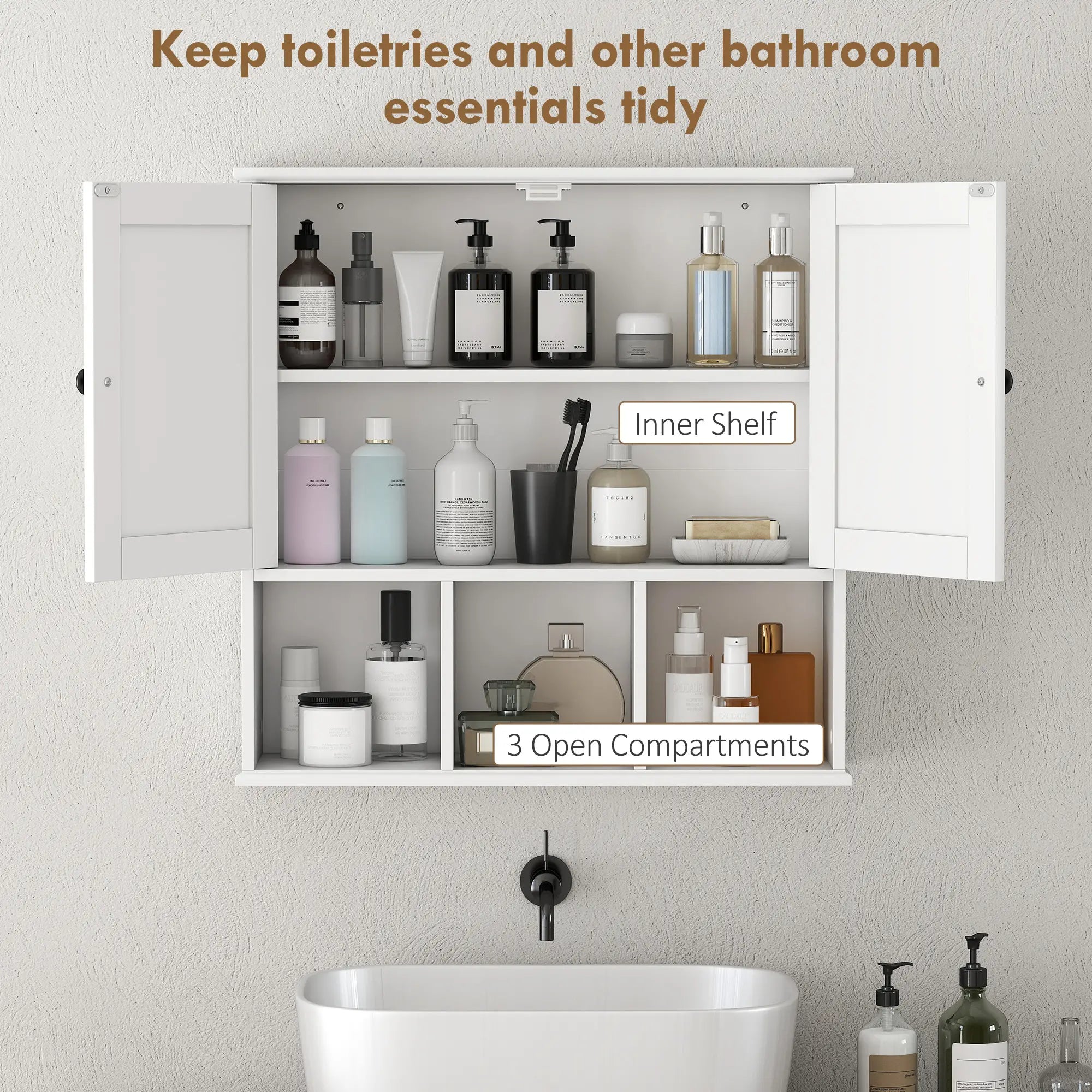 Farmhouse Wall Mounted Medicine Cabinet, Adjustable Shelf, White Wall Mounted Cabinets at Gallery Canada