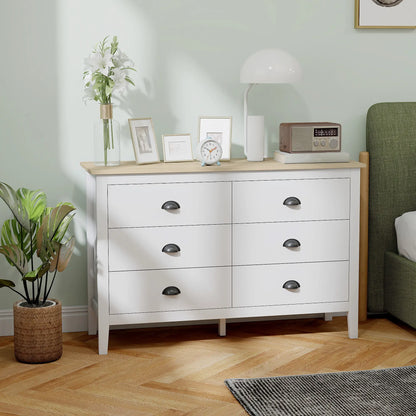6 Drawer Dresser with Quiet Slides, Modern for Bedroom, White Storage Cabinets at Gallery Canada